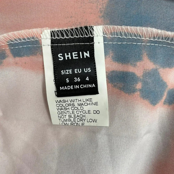 Shein Dress Women's Sz 4 Orange Tie Dye One Shoulder Layered Hem Maxi Smocked - Picture 9 of 10